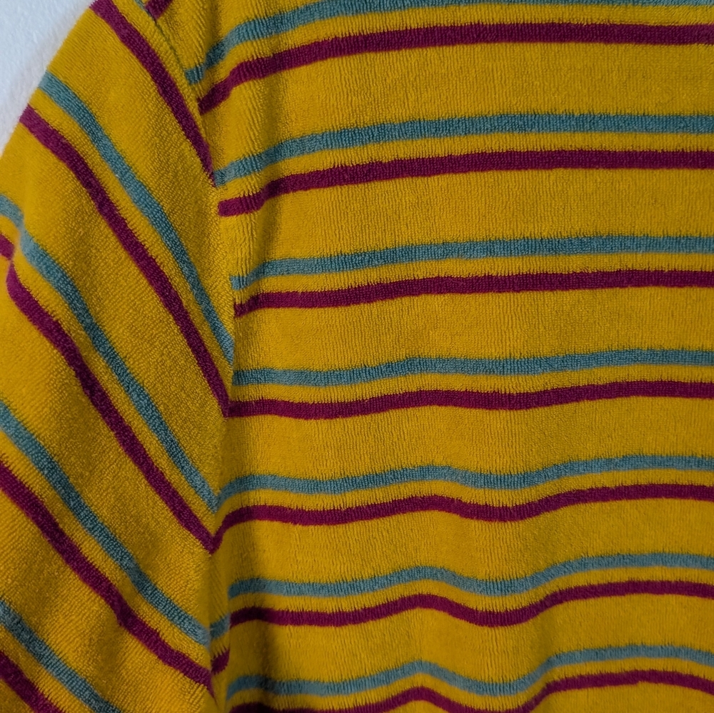 Fila UO Men's Retro Yellow Stripe Cotton Terry Cloth Tee Shirt - Picture 5 of 8